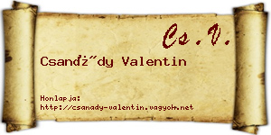 Csanády Valentin névjegykártya